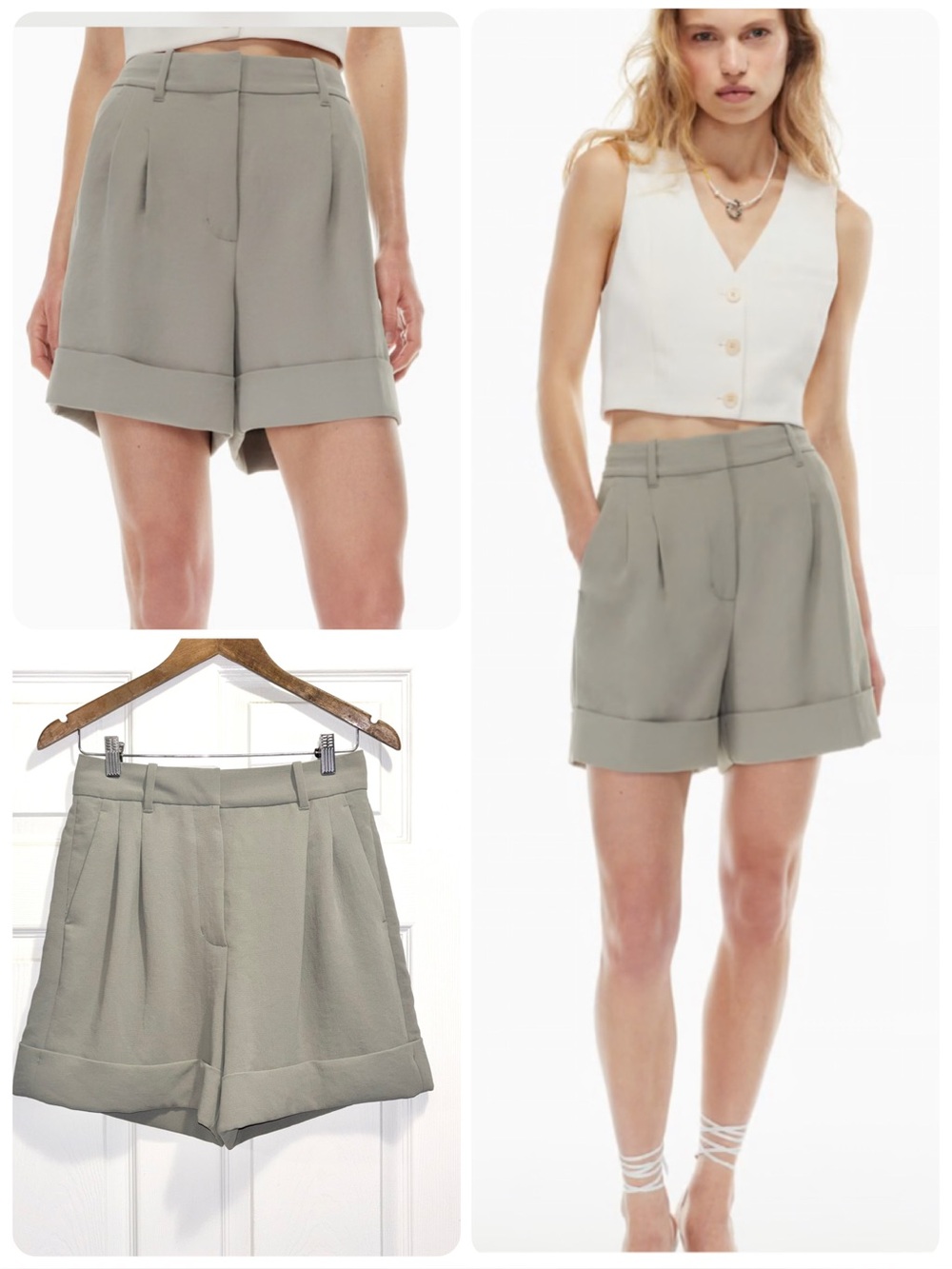Aritzia Wilfred Labyrinth Shorts 5" Basalt Grey Cuffed Pleated Crepe Size 6